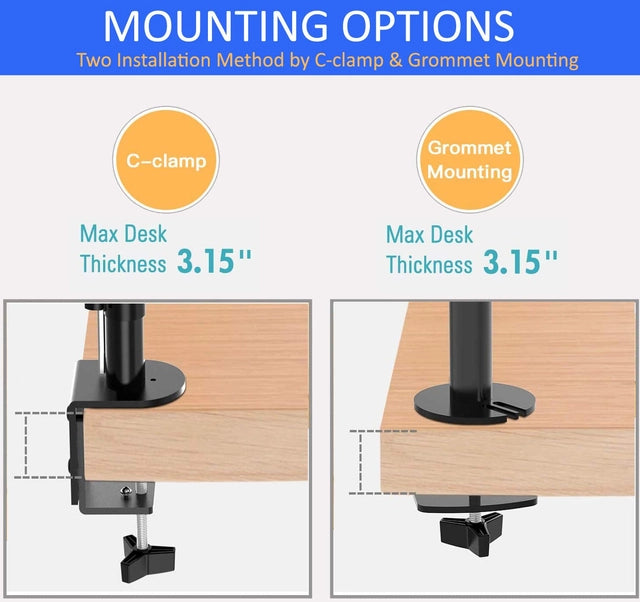 Monitor Stand, Arm Desk Mount, Ergonomic Height Adjustable 13" - 32" Screens
