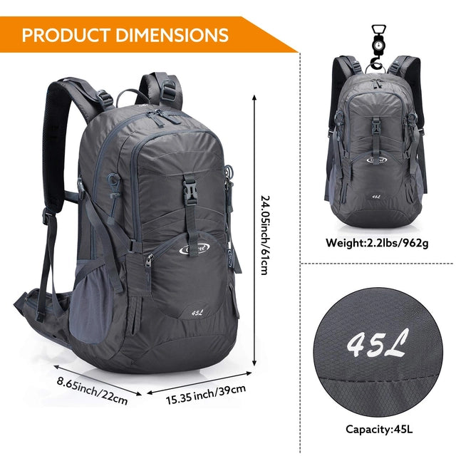 G4Free 45l Waterproof Hiking Backpack with Rain Cover