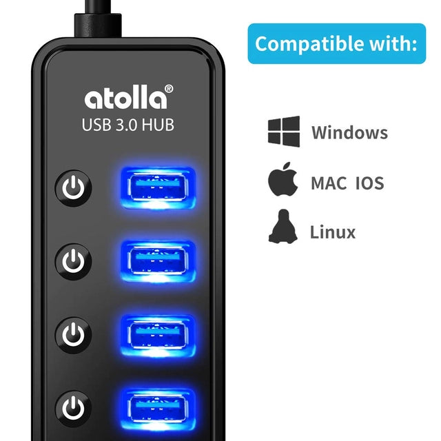 Powered USB 3.0 Hub 20w, 7 Multi USB Data Ports