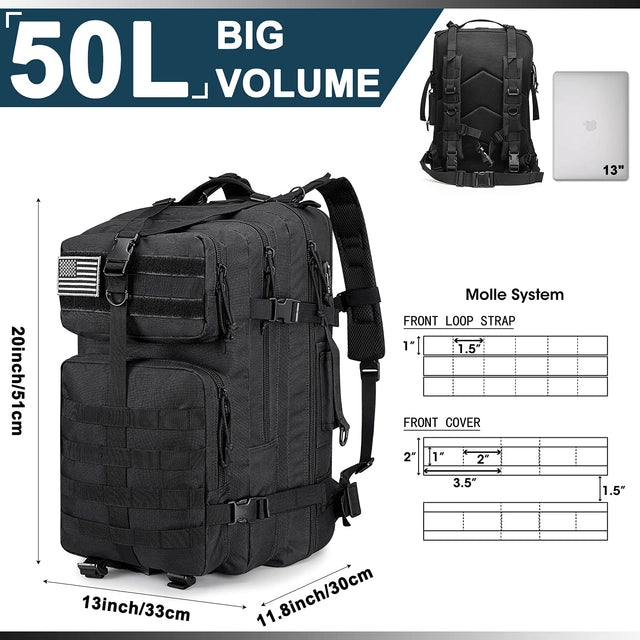 G4Free 50l Tactical Backpack, Army Military Bag, Water Resistant
