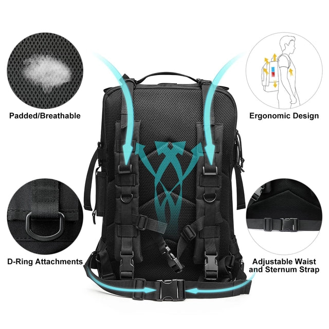 G4Free 50l Tactical Backpack, Army Military Bag, Water Resistant