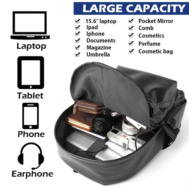 SPAHER 15.6" Leather Laptop Backpack, Unisex