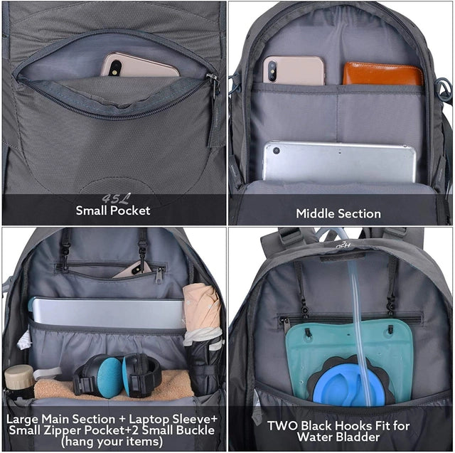 G4Free 45l Waterproof Hiking Backpack with Rain Cover