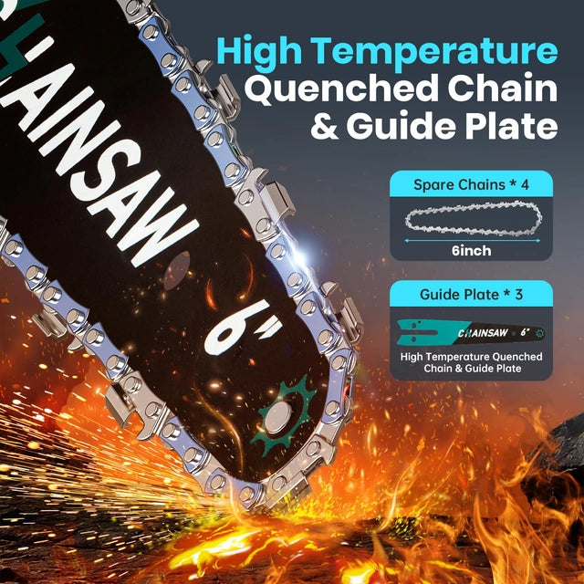 6inch Mini Chainsaw, 8000ah, 1000w, 2 Batteries, charger and 4 Chains