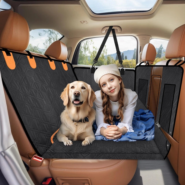Loiion Multifunctional Dog Car Seat Cover, Hard Base, Mesh Window in Black