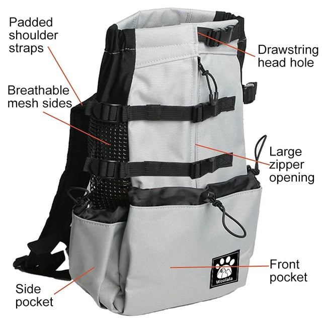 Woolala 1-25kg Dog Carrier Bag with Drawstring Head Out Design