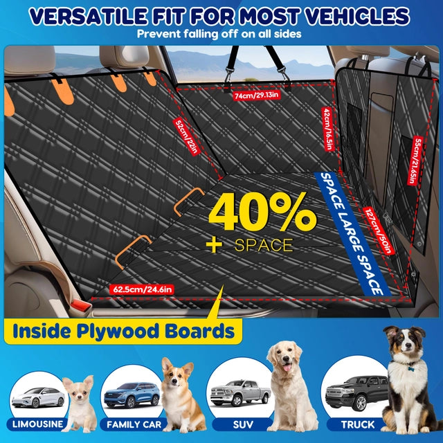 Loiion Multifunctional Dog Car Seat Cover, Hard Base, Mesh Window in Black