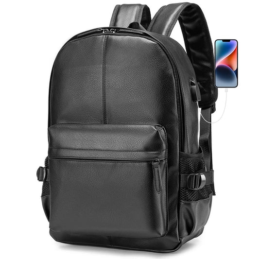 SPAHER 15.6" Leather Laptop Backpack, Unisex