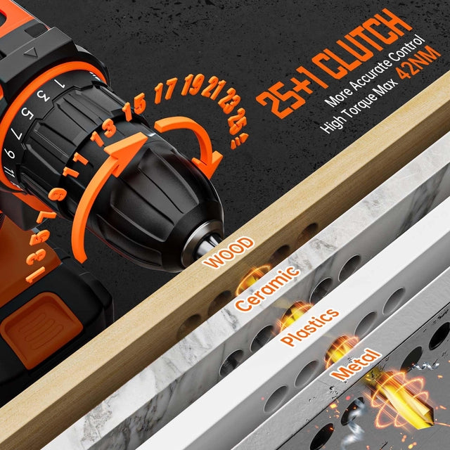 FAHEFANA 20v Cordless Drill, Drill Set, 2 Batteries, 2000mah and Charger