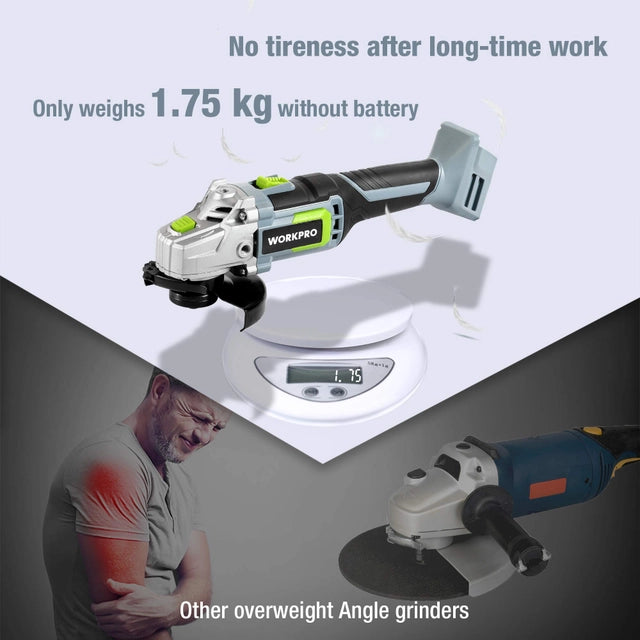 WORKPRO 20v Cordless Angle Grinder 125mm, 7500rpm