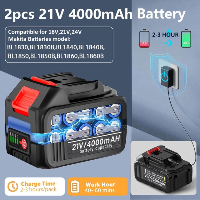 Cordless 21v Grass Trimmer with 2 Batteries and Charger