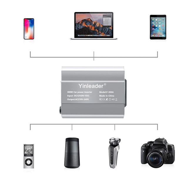 Yinleader 300w Car/Campervan/Van DC 12v to 240v AC Power Inverter