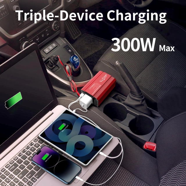 BGFOX 300w Car/Campervan/Van Power Inverter, DC 12v to 240v