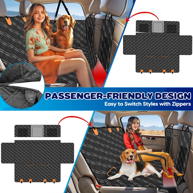 Loiion Multifunctional Dog Car Seat Cover, Hard Base, Mesh Window in Black