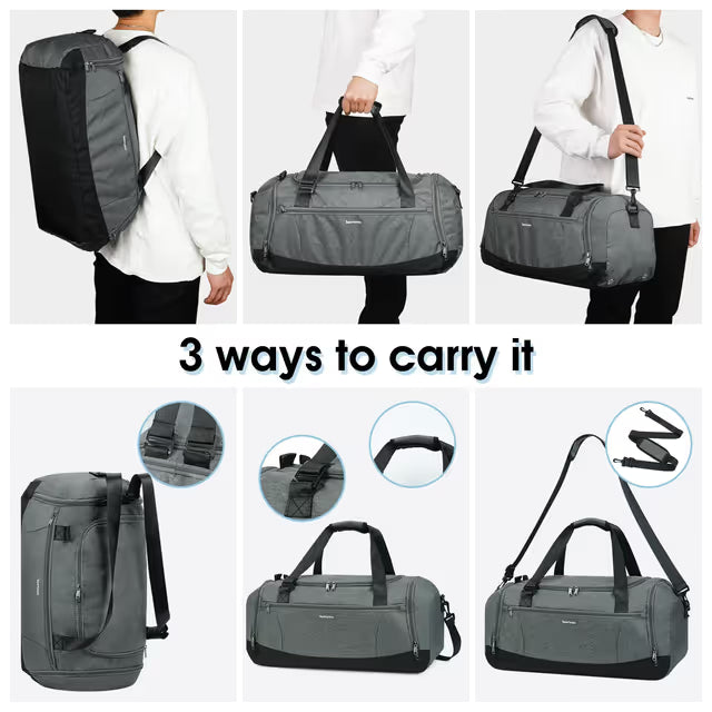 BRAND NEW Gym Bag Backpack with Shoes Wet Compartment in Grey
