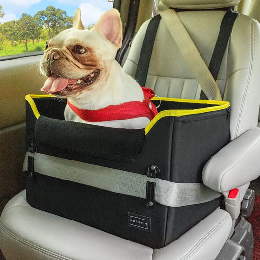 Small Dog Car Seat with Safety Belt Attachment & Buckles