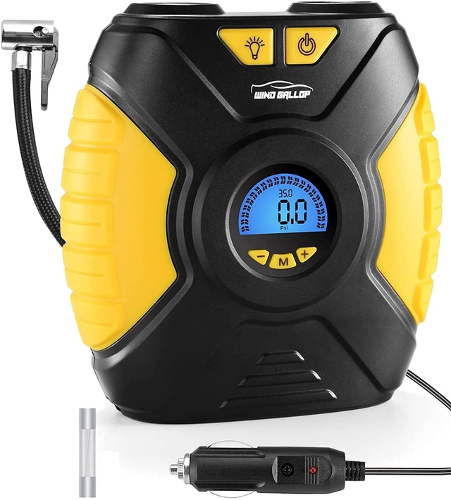 Wind Gallop Digital Tyre Inflator, Air Compressor 300L/min, Auto Shutoff – 12V DC