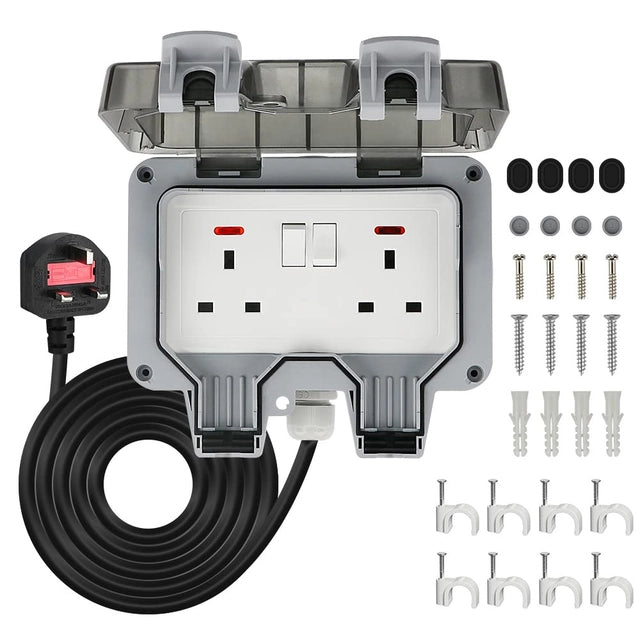 Outdoor Double Plug Sockets, Waterproof