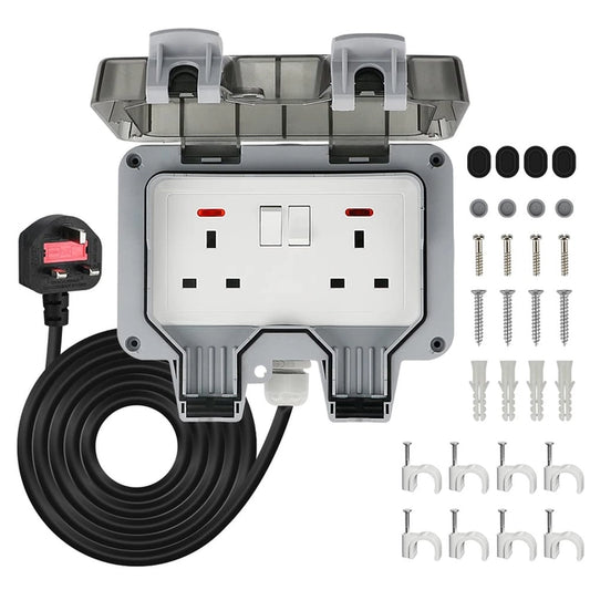 Outdoor Double Plug Sockets, Waterproof