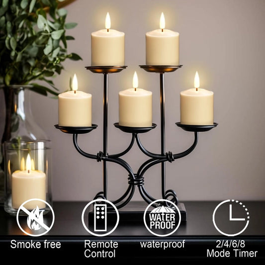 Eldnacele LED Waterproof Votive Candles, Flickering with Remote Timer, Battery Operated, Pack of 6