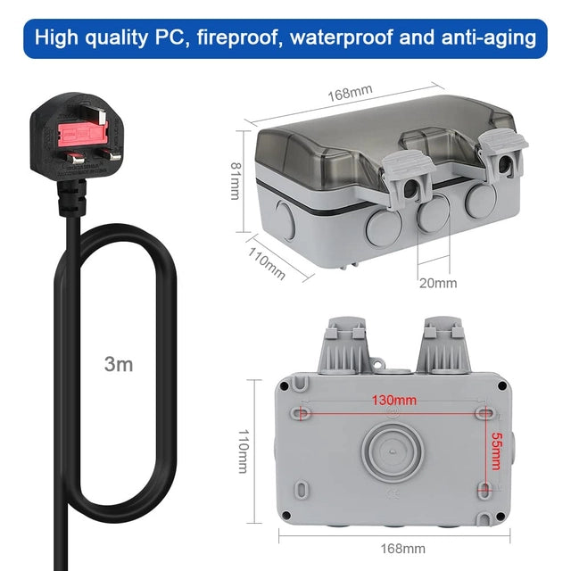 Outdoor Double Plug Sockets, Waterproof