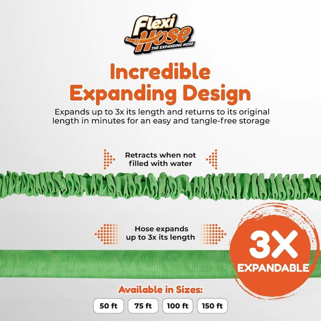 45m Flexy Expandable Garden Hose with Spray Nozzle, Heavy Duty, Retractable