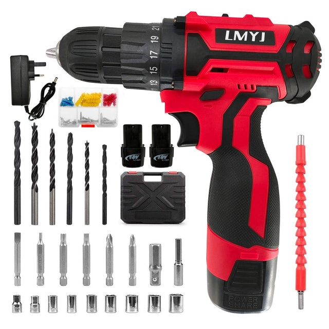 LMYJ Cordless Drill Driver, 18v, 31pcs Electric Screw Driver Set