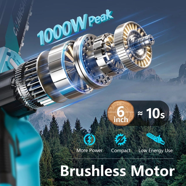 Mini Cordless Chainsaw, 6inch with Makita Compatible 18V Battery, 4000mAh, 1000W