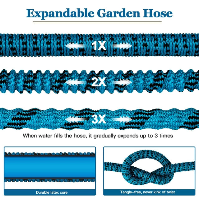 Expandable Garden Hose with 10 Function Spray Nozzle