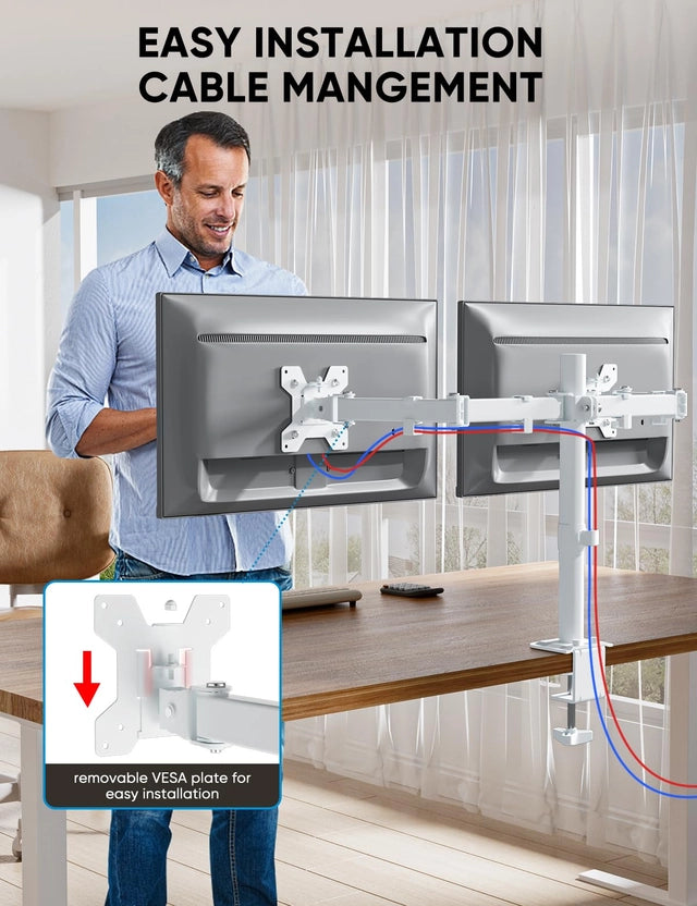 Ergonomic Dual Monitor Stand for 13-32 inch LCD, LED PC Screens