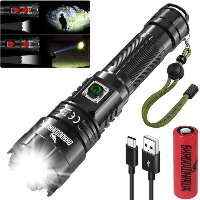 Shadowhawk LED Torch, Super Bright, 500000 Lumens, USB