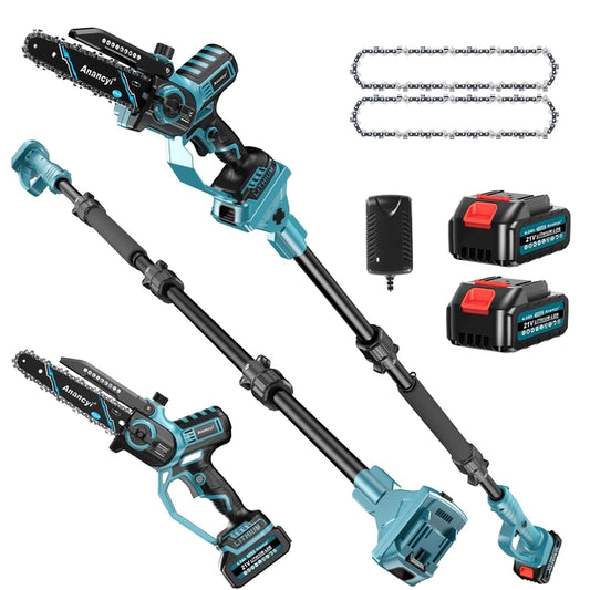 21v 2-in-1 Cordless 15ft Pole Saw and 8inch Mini Chainsaw