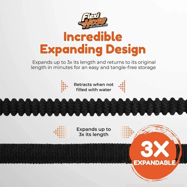 Expandable Flexi Garden Hose, 100ft/30m in Black