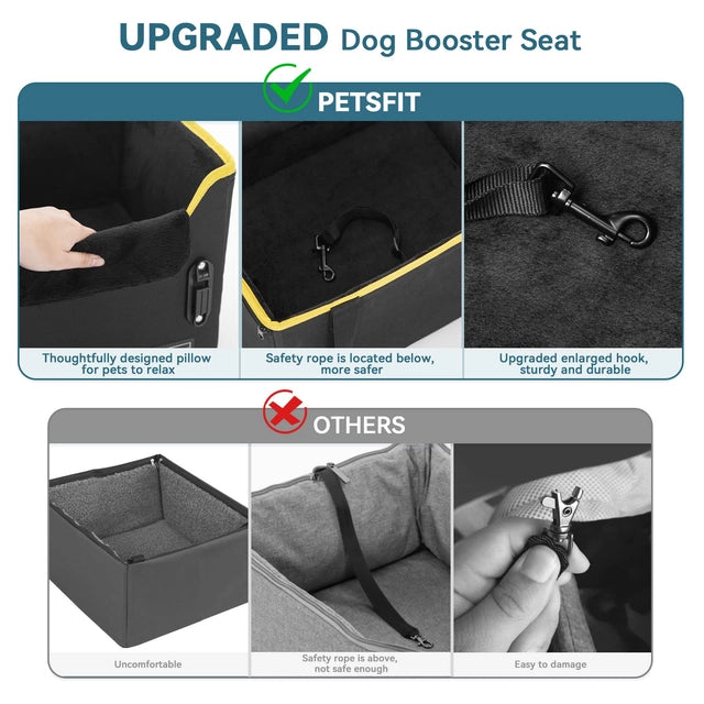 Small Dog Car Seat with Safety Belt Attachment & Buckles