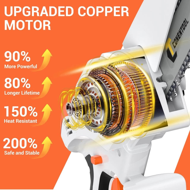 CONENTOOL Mini 6inch Cordless Chainsaw with 2x 5000mah Batteries and Charger