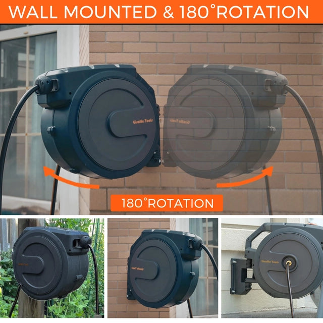 Retractable Hose Reel with 7 in 1 Spray Nozzle, Wall Mounted, 25+2m