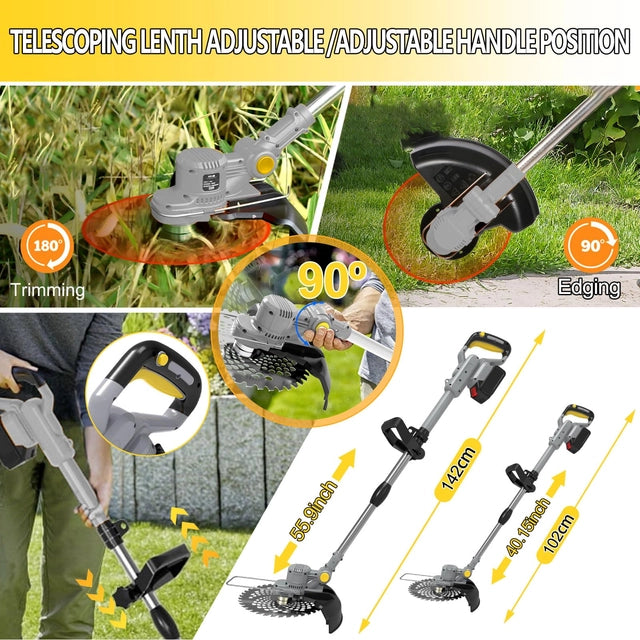 Cordless 21v Grass Trimmer with 2 Batteries and Charger