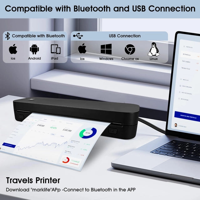 Topchances A4 Wireless Bluetooth Printer, Inkless