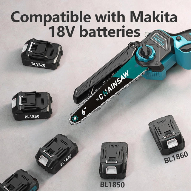 Mini Cordless Chainsaw, 6inch with Makita Compatible 18V Battery, 4000mAh, 1000W