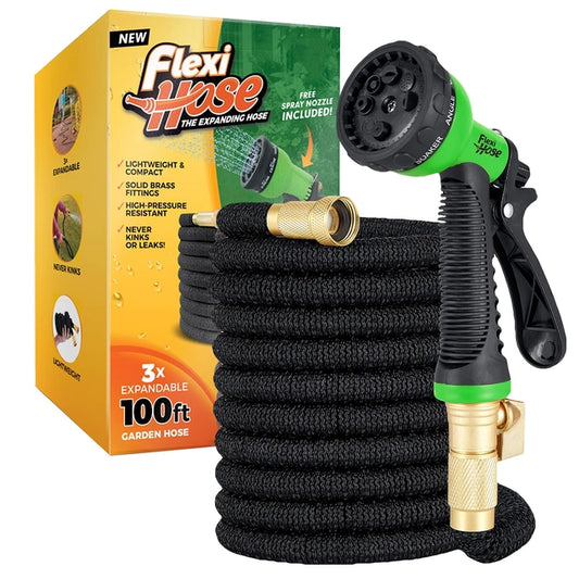 Expandable Flexi Garden Hose, 100ft/30m in Black
