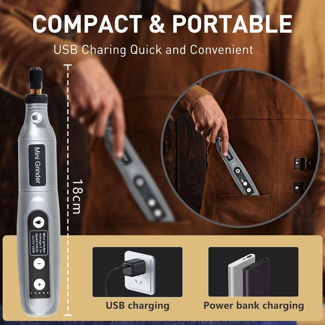 Cordless Mini Rotary Tool Kit, 5 Speed, USB Charging