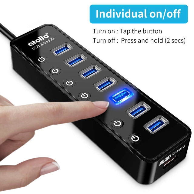 Powered USB 3.0 Hub 20w, 7 Multi USB Data Ports