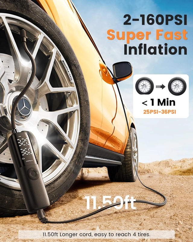 CAFELE 2-160psi Portable Car Tyre Inflator, DC 12v/24v
