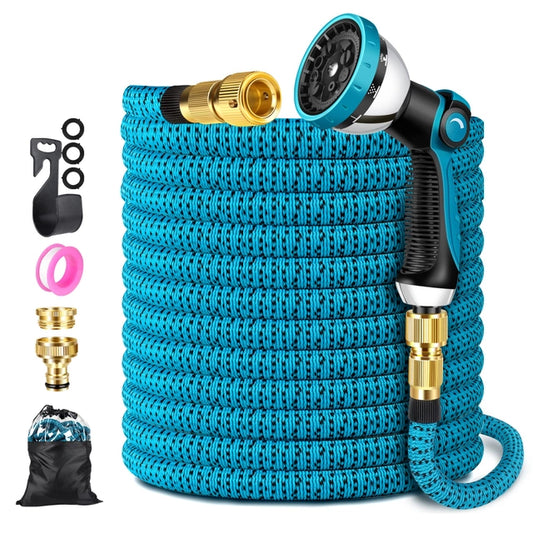ZARSYN Garden Hose, Expandable with 10 Spray Pattern Nozzle and Solid Brass Connectors in Blue