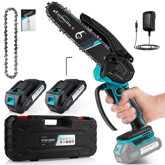 Cordless 6inch Mini Chainsaw with 2x Battery and Charger