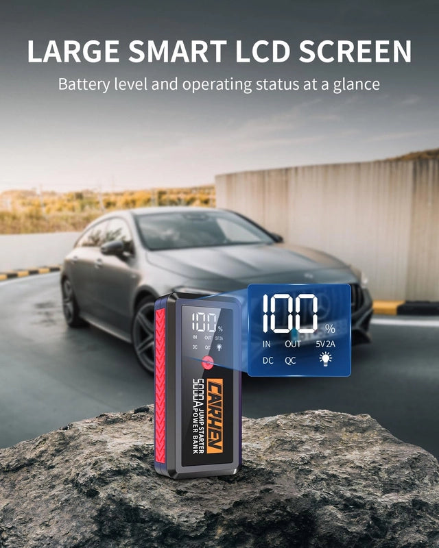 CARHEV 5000a Jump Starter Power Pack with USB and LED Flashlight