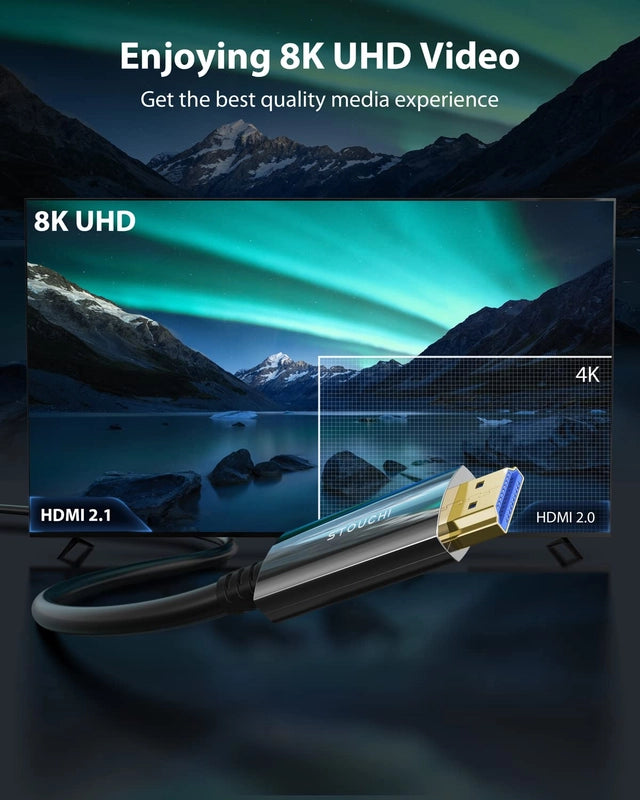 10m 8k HDMI 2.1 Cable, 48Gbps Speed, 120Hz and 144Hz