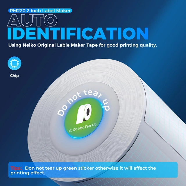 Nelko PM220 Bluetooth Thermal Label Printer, iOS & Android with 1 Roll