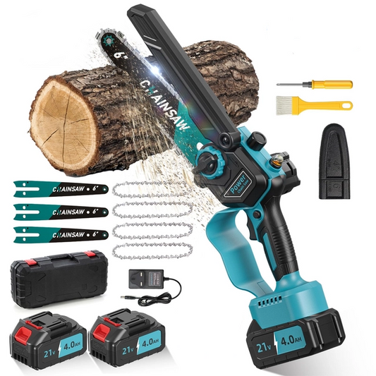 6inch Mini Chainsaw, 8000ah, 1000w, 2 Batteries, charger and 4 Chains