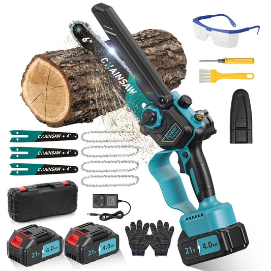 6inch Mini Chainsaw, 8000ah, 1000w, 2 Batteries, charger and 4 Chains